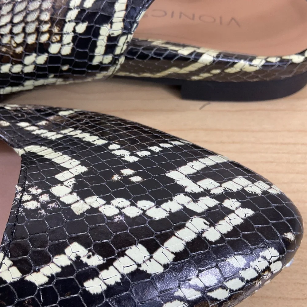 Vionic Slingback Shoes Jade Boa Snakeskin Black Brown (7.5)